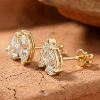 4cttw Marquise&Pear Cut Moissanite Stud Earrings with Certificate 2Diamond Ear Studs for Women Wedding S925 Silver Fine Jewelry