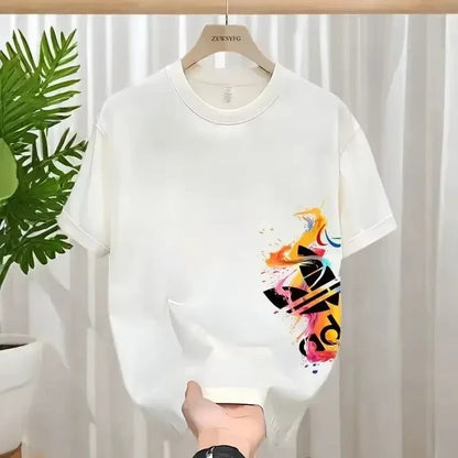 Summer New Casual Men's and Women's Printed Short-sleeved Cotton T-shirt Loose and Versatile Fashion Half-sleeved Casual Wear -
