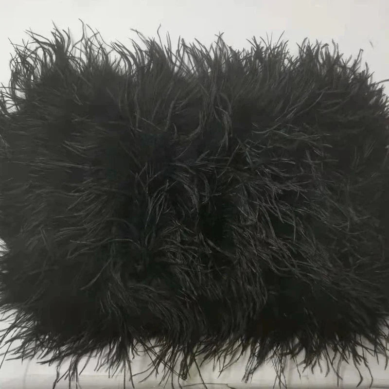 True ostrich feather Multicolor Mini Skirt Elastic Waist  Sexy Clothing Club Party Dance Rave Short Skirt Note select 3 colors