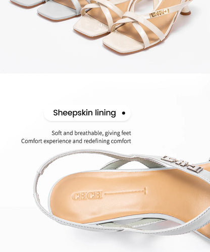 Heels Women's New Comfortable Sheepskin Leather Low Heel Sandals Wedding Banquet Women's Shoes
