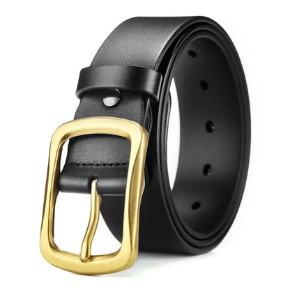 Man Retro Leather Belt Pin Buckle Jeans Black Belt Business Casual Luxury Brand Vintage Strap Waistband