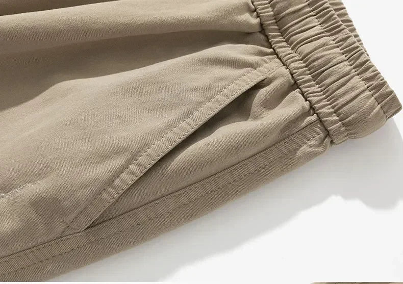 Men's Baggy Cargo Pants with Pockets 100% Cotton Drawstring Elastic Waist Wide Leg Outdoor Casual Pants Plus Size 8XL