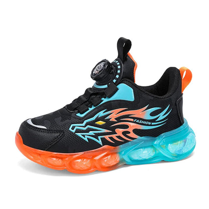 New Boys Sport Shoes Kids Anti-Skid Basketball Sneakers Lightweight Outdoor Running Shoes Children Training Swivel Buckle Design