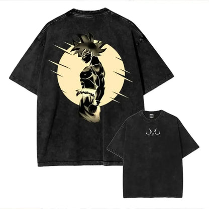 2026 Summer Dragon Ball  Washed Oversized T-shirt High Quality 100% Cotton Super Saiyan Vegeta Print Unisex Tee for Adults