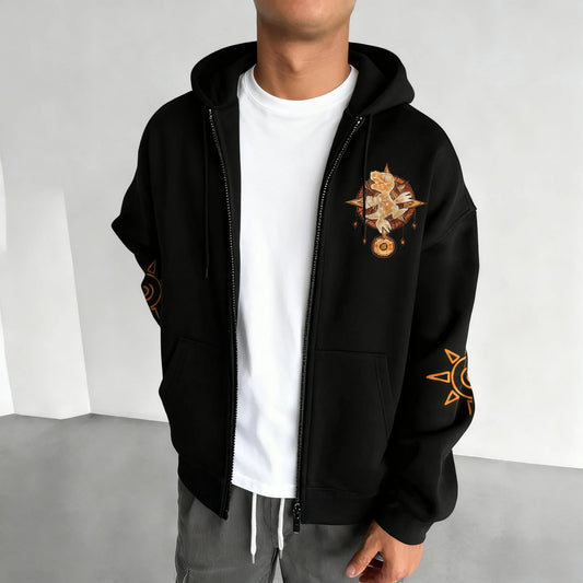Zipper Hoodie Men's Autumn/Winter New War Greymon Anime Printed American Trend Y2K Casual Loose Sweater Top
