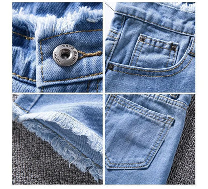 2025 Summer Woman High Haist Jeans Shorts Fashion Rough-edges Denim Short Pants Schoolgirl Casual Pants Blue Black White Jeans