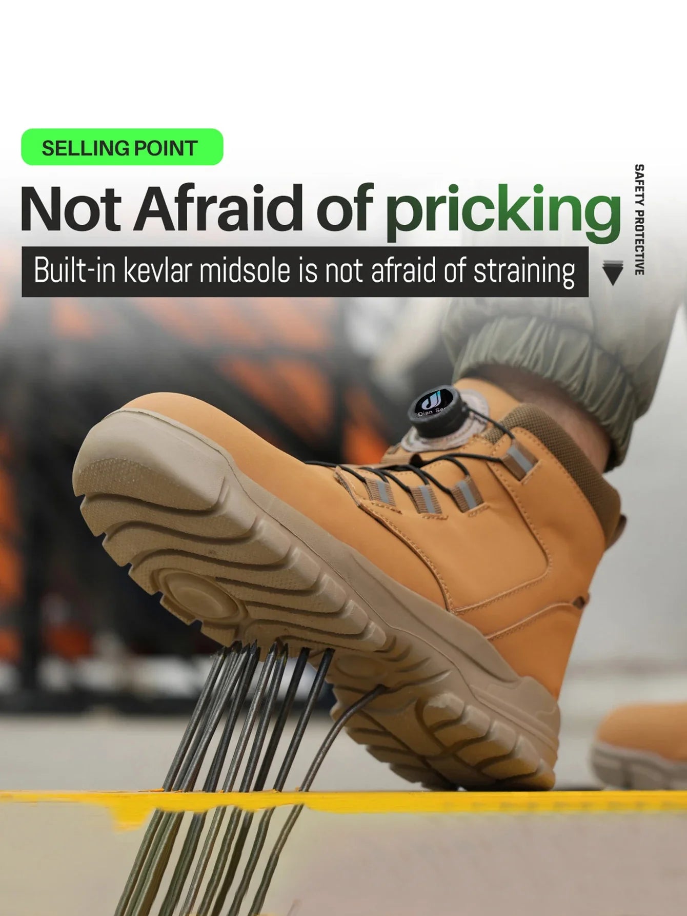 Leather Non Slip Work Boots for Men Rotating Button Safety Shoes Steel Toe Sneaker Male Puncture Proof Protective Boots