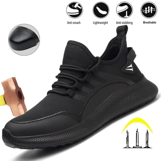 Men Safety Shoes For Work Safety Boots Protect Breathable Anti-smash Steel Toe Sport Work Sneakers Construction Security Boots
