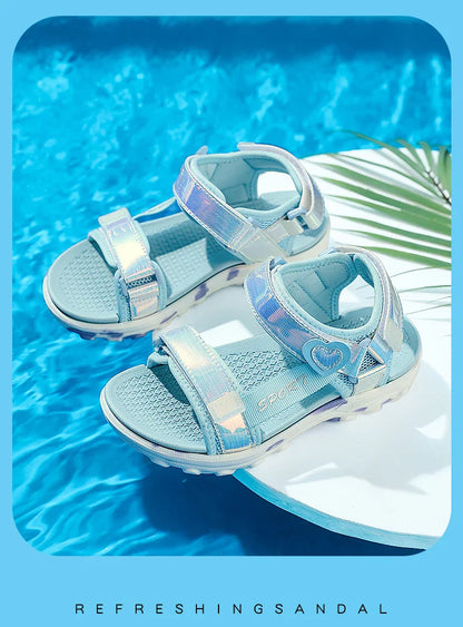 Girls' LED Sandals Children's Toddler Sports Beach Blue Pink Girls' Soft Shining Shoes Outdoor Soft Anti-Slip Princess LED Shoe