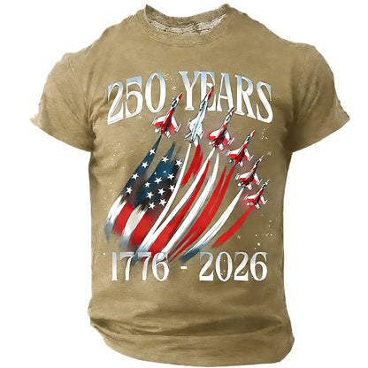 250 Years Men'S T-Shirt Patriotic American Flag Print Tee Independence Day Short Sleeve Crew Neck Casual Tops Holiday Party 2026