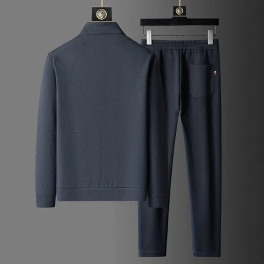 Spring and Autumn New Sportswear Suit Men's Casual Breathable High-end Jacket Trousers Stand-up Collar Zipper Open Mens Clothes