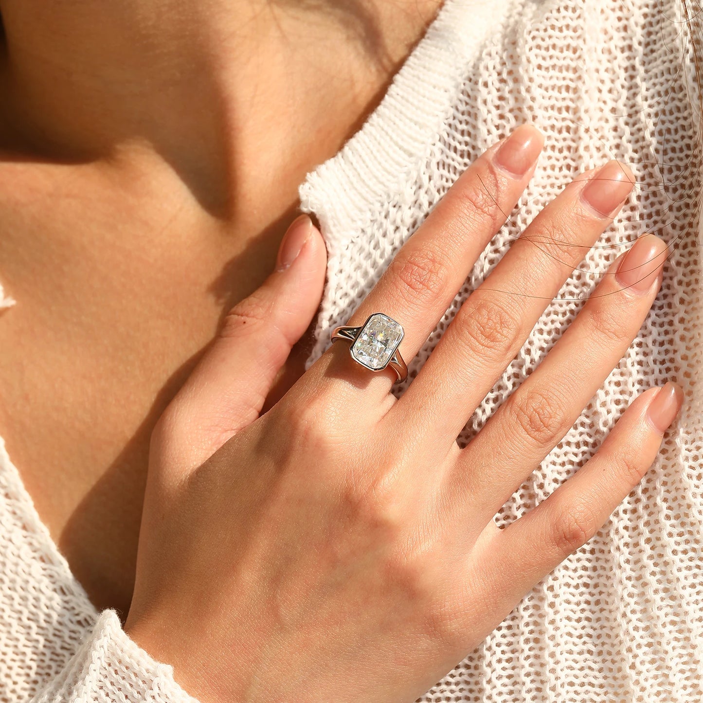 4.5CT D Color Moissanite Ring 925 Sterling Silver Rectangle Lab Diamond Wedding Statement Rings For Women Fine Jewelry