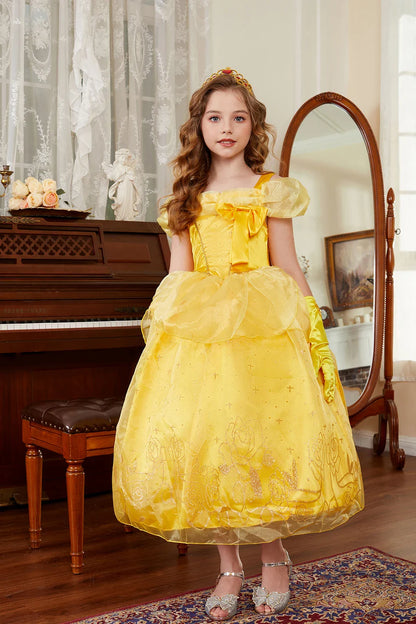 Girls Beauty and Beast Bell Costume Kids Summer Carnival 3 4 5 6 7 8 9 10 Years Dress Kids Princess Performance Cosplay Dresses
