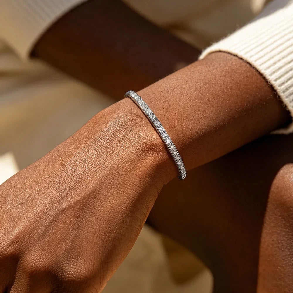 2.5MM Full D Color VVS1 Moissanite Bracelet Can Pass Diamond Test S925 Silver for Women Man Wedding Party Fine Jewelry