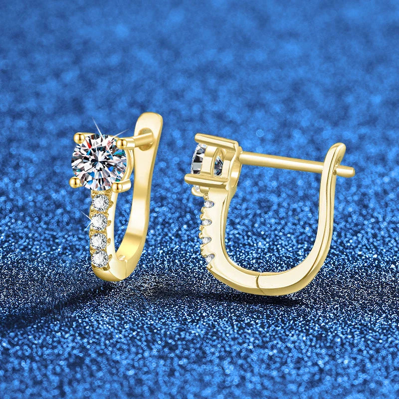 Luxury 0.5ct Moissanite Wedding Earrings for Women Lab Diamond 925 Sterling Silver with Gold Plated Original Fine Jewelry