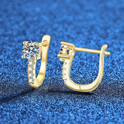 Luxury 0.5ct Moissanite Wedding Earrings for Women Lab Diamond 925 Sterling Silver with Gold Plated Original Fine Jewelry