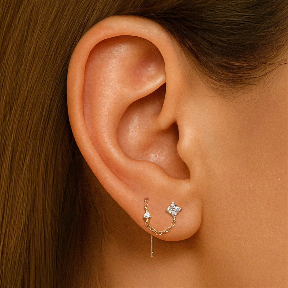 925 Sterling Silver Long Chain Tassel Baroque Irregular Pearl Dangle Earrings for Women C Shape Earrings Jewelry Pendientes