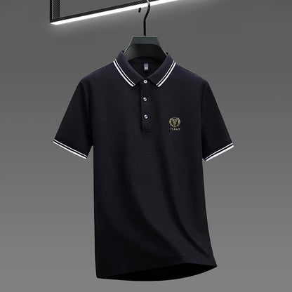 100% pure cotton men's polo shirt high-end brand unique letter printed short sleeve summer new comfortable casual lapel T-shirt