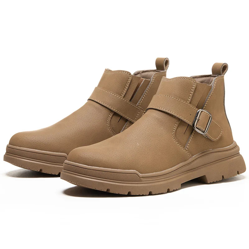 Unisex Steel Toe Waterproof Safety Boots Rubber Sole Anti-smash Anti-puncture Non-slip Durable Work Shoes Comfort Breathability.