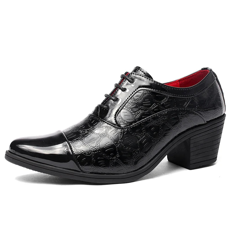 Red High Heels Shoes Man Dress Shoes Luxury Elegant Men's Leather Shoes Big Size 38-46 Pointed Toe Italian Wedding Shoes For Man