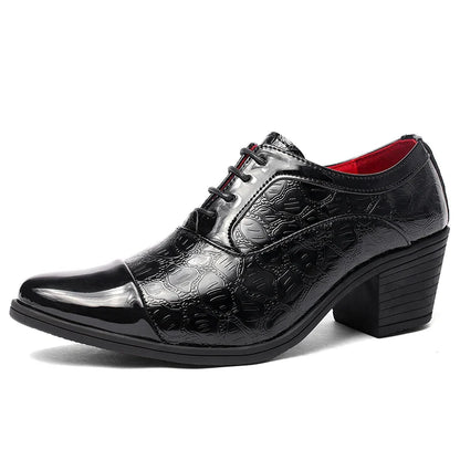 Red High Heels Shoes Man Dress Shoes Luxury Elegant Men's Leather Shoes Big Size 38-46 Pointed Toe Italian Wedding Shoes For Man