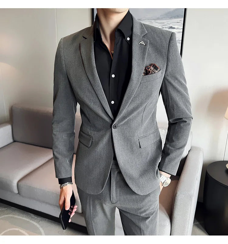 Terno Masculino Casual de Escritório Noivo Casamento Blazer Calça Social