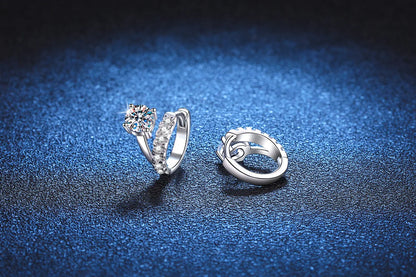 Luxury Platinum Earrings PT950 Asymmetric French Design Women's Buckle D Colour Moissanite Diamond White Gold Jewelry