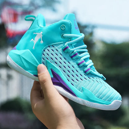A pair of children's four-season high-top mesh basketball shoes, wear-resistant and comfortable sneakers, size 30-40，CT-685