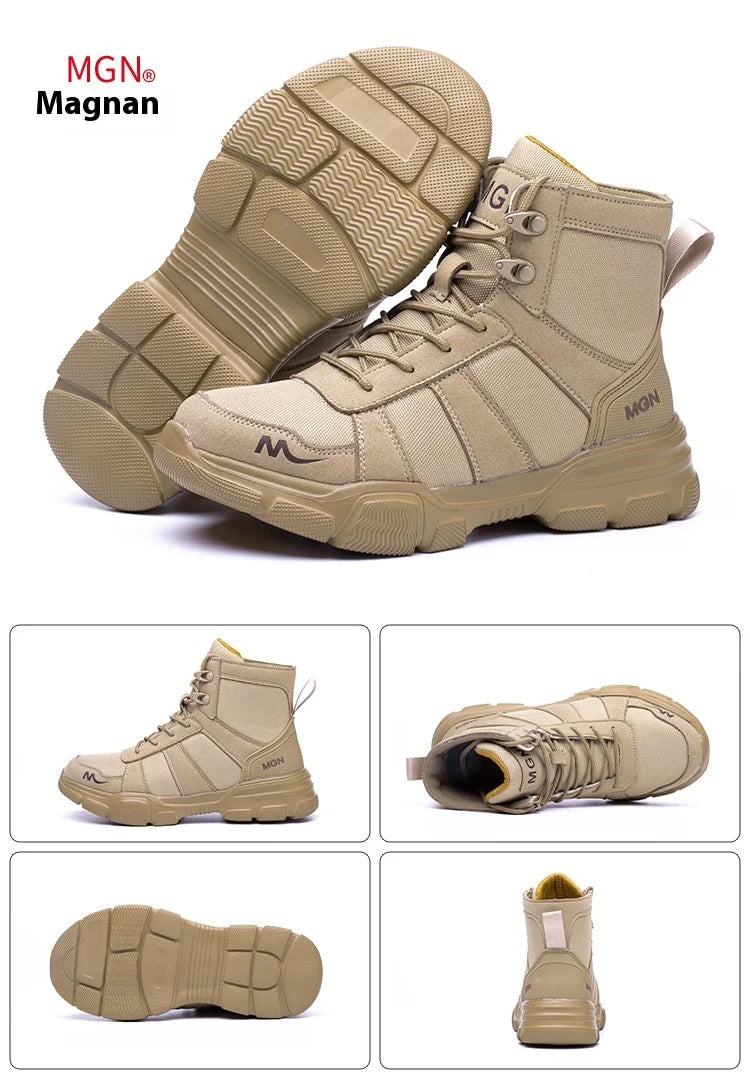 Camouflage Safety Boots Men and Women Work Indestructible Shoes Climbing Steel Toe Protective Boots Anti-puncture Safety Shoes