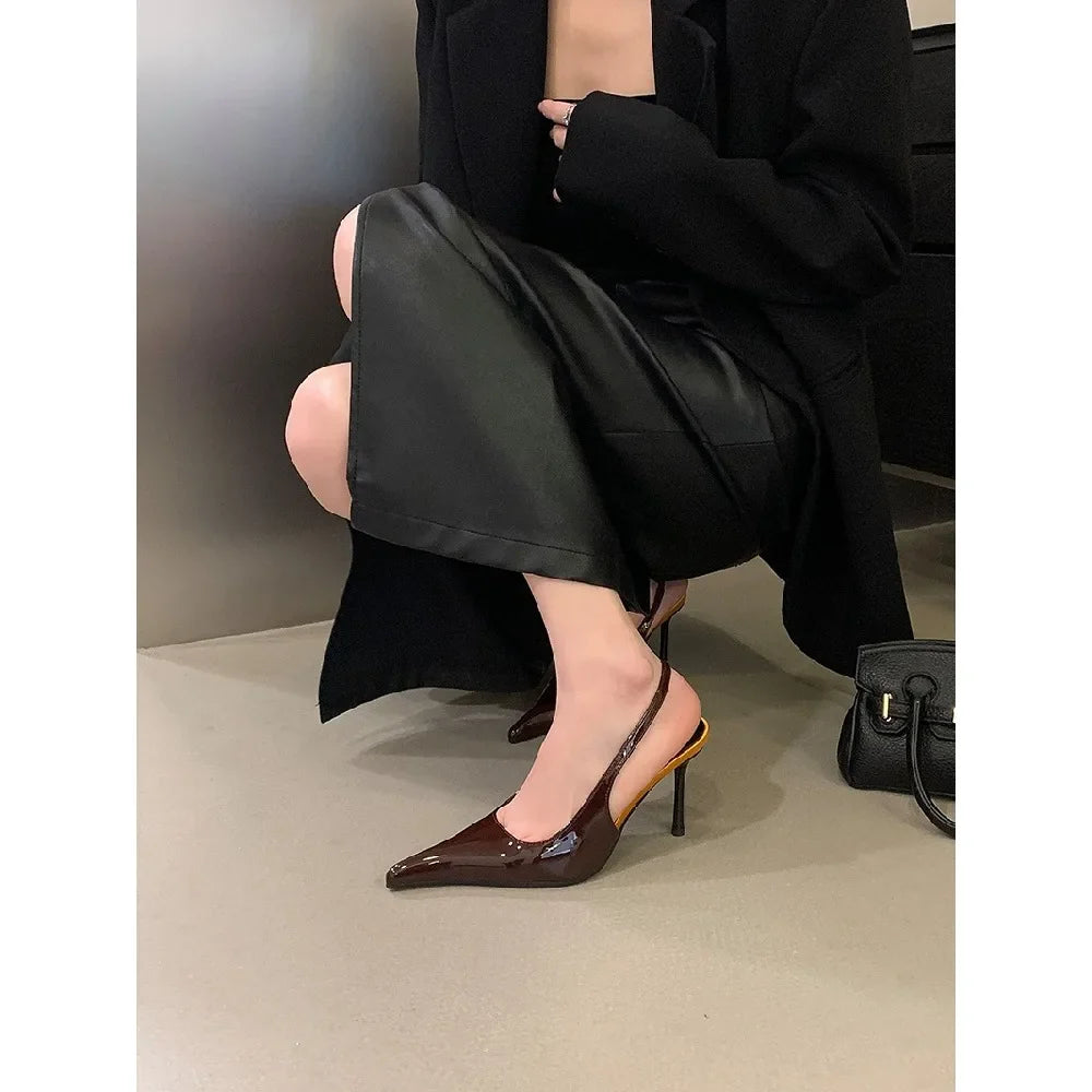 2026 Spring Fashion Sexy Pointed Toe Pumps Women Elegant Thin Heels Wedding Mule Ladies Shoes Zapatos De Mujer