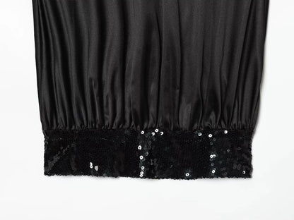 Chic Sequins Strapless Top For Women Holiday Party Tube Tops Chic Off Shoulder Fashion Solid Summer New Ladies Club Wear