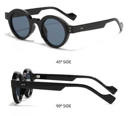 Round Sunglasses Men Punk Double Color Shades UV400 Retro Rivets Decoration Women Trending Sun Glasses Clear Lens Frame