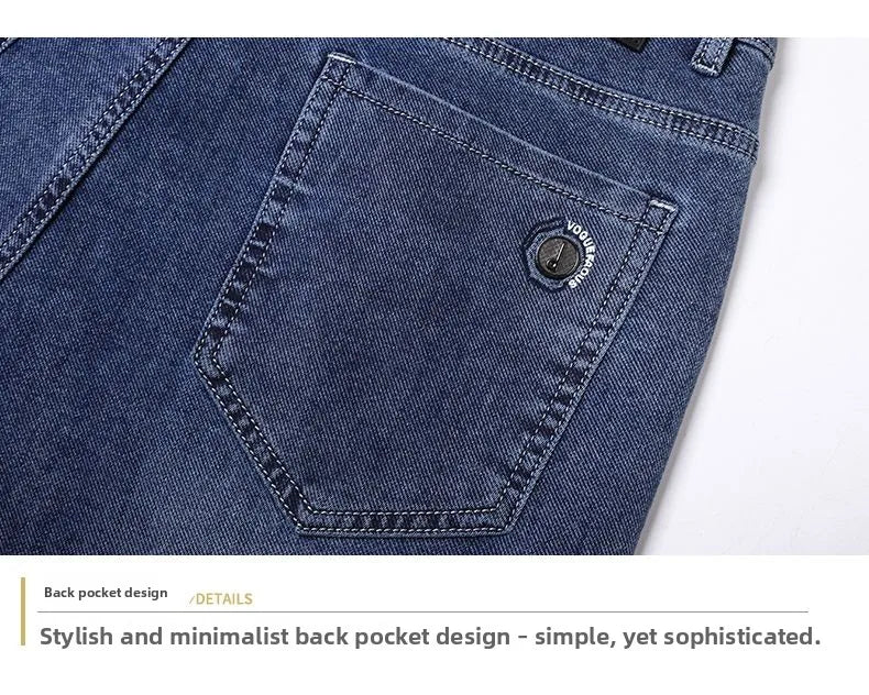 New Autumn Winter Mens Business Casual Jeans Straight Leg Fashion Denim Trousers Male Brand Clothing Slim Fit  Autumn and Winter