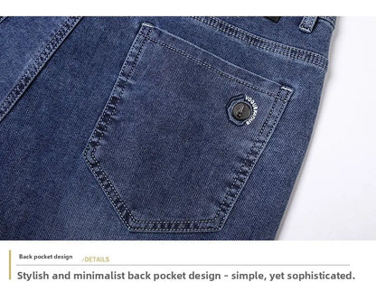 New Autumn Winter Mens Business Casual Jeans Straight Leg Fashion Denim Trousers Male Brand Clothing Slim Fit  Autumn and Winter