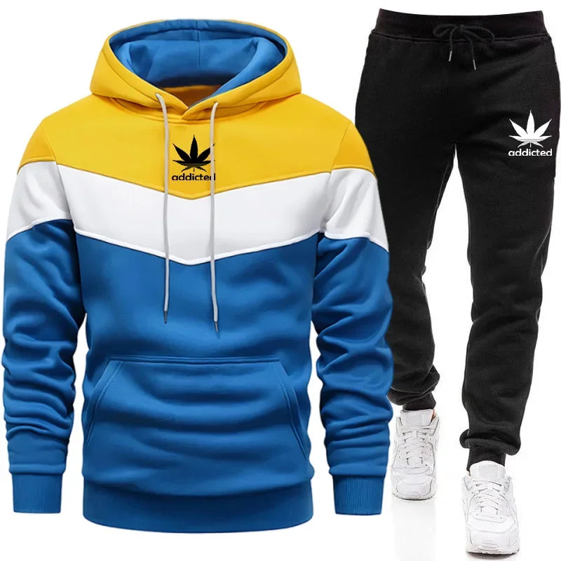Hot Sales Mens Tracksuit Printed Casual Tricolor Sweatshirts High Quality Sports Jogging Man Clothing Single Piece Hoodie Pants
