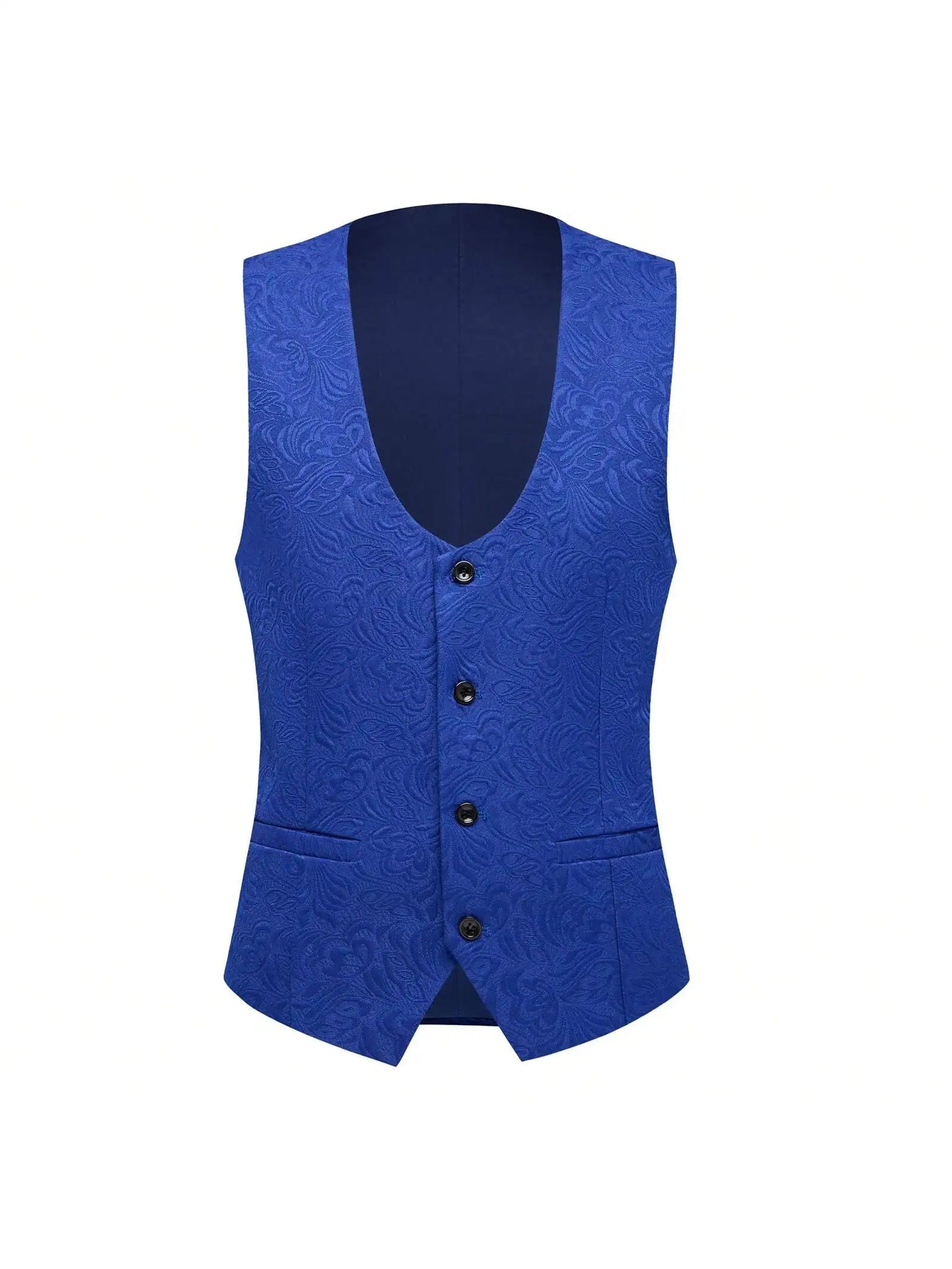 Men's three-piece floral jacquard slim-fitting suit set, including paisley pattern suit jacket, vest, and pants, suitable for ba