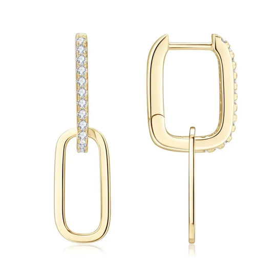 1.4mm Moissanite Paperclip Link Earrings for Women Silver 925 D Color Lab Diamond Huggie Hoop Earrings 2024 Trend Jewelry