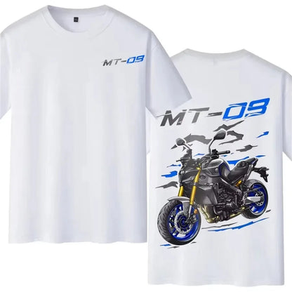 MT-09 Motorcycle Rider Cotton Printed T-shirt, Men's and Women's Short-sleeved Retro Casual Cotton Graphic T-shirt
