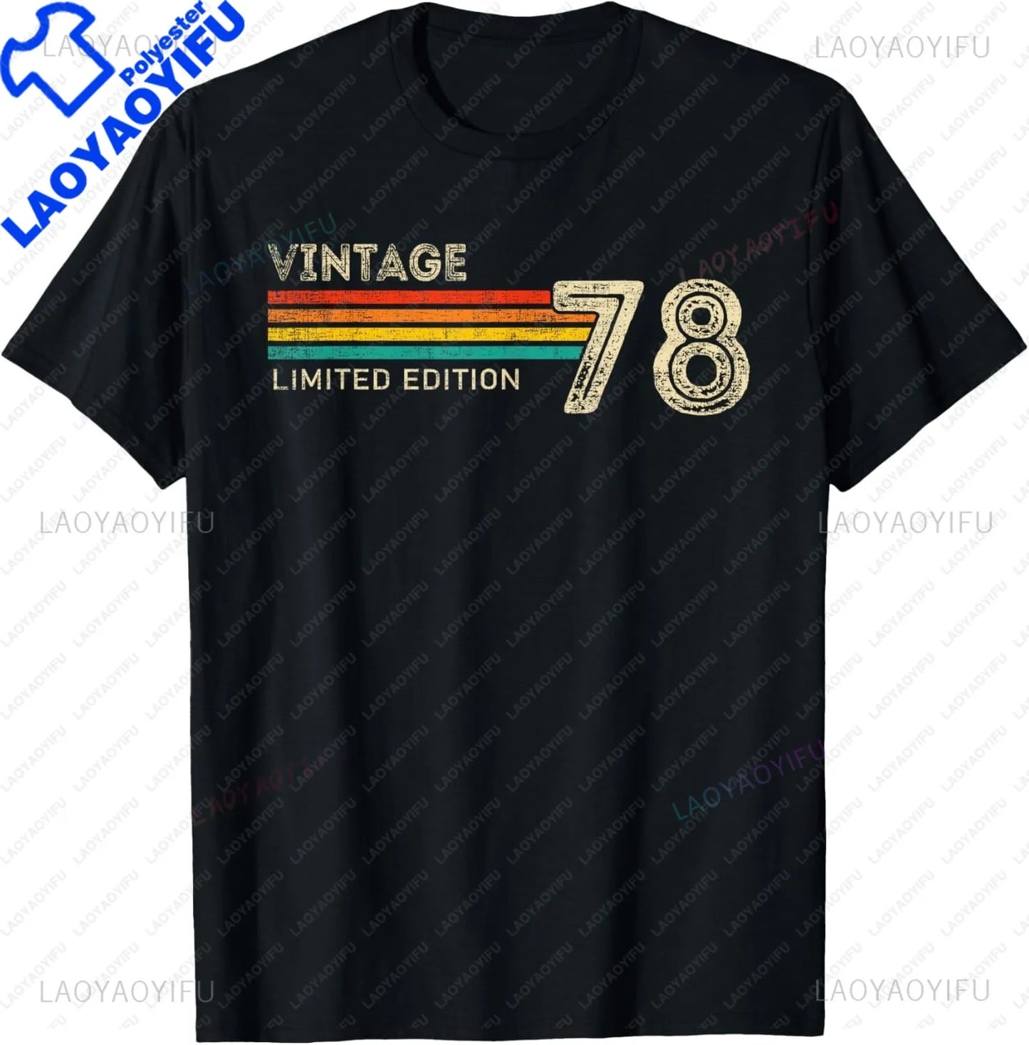 Vintage 1978 Limited Edition Birthday 1978 Men Women Vintage T-Shirt Casual Streetwear Short Sleeve Printed T-shirt