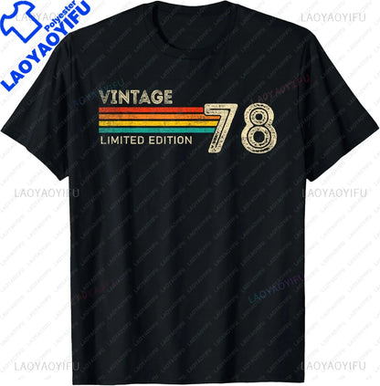 Vintage 1978 Limited Edition Birthday 1978 Men Women Vintage T-Shirt Casual Streetwear Short Sleeve Printed T-shirt