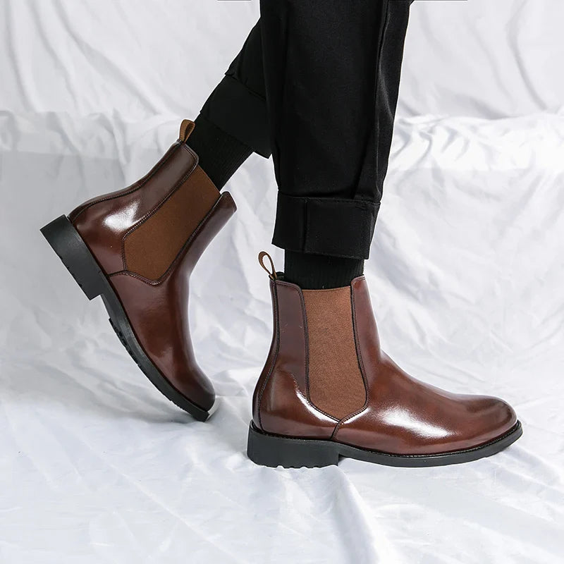 Classic Fashion Men Boots Winter Leather Shoes Autumn Business Chelsea Boots British Style Hombres Botas High Top Footwear Dress