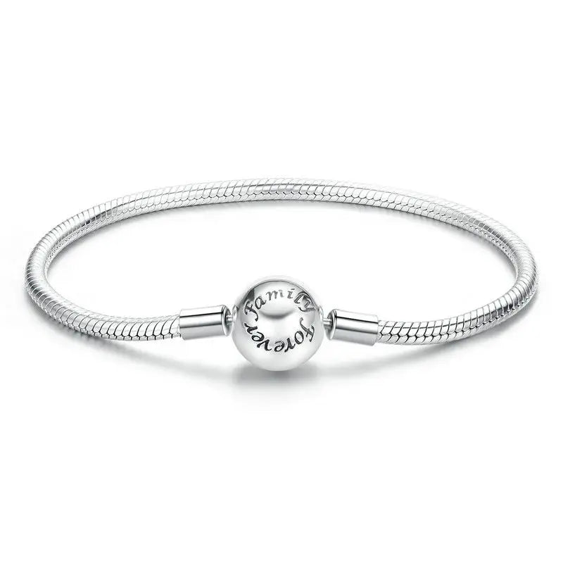 925 Sterling Silver Classic Family Forever Snake Chain Bracelets for Women Fine Jewelry 14CM 17CM 19CM