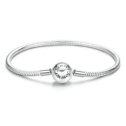 925 Sterling Silver Classic Family Forever Snake Chain Bracelets for Women Fine Jewelry 14CM 17CM 19CM