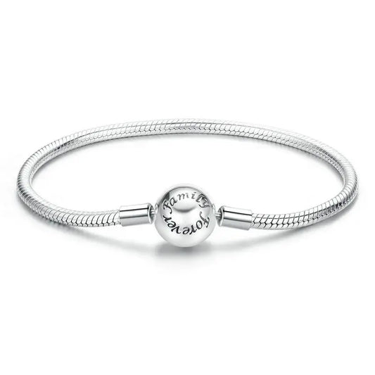 925 Sterling Silver Classic Family Forever Snake Chain Bracelets for Women Fine Jewelry 14CM 17CM 19CM