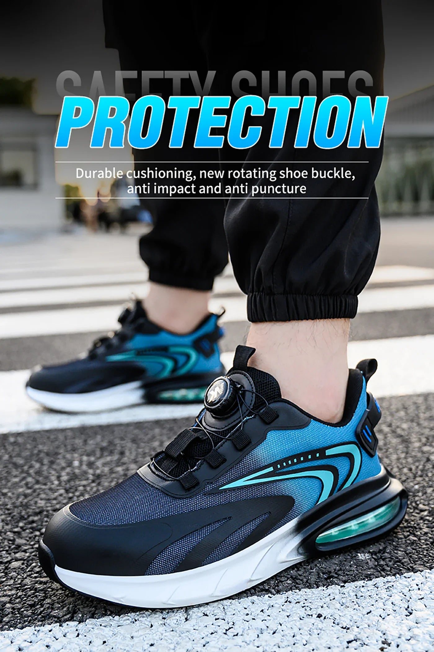 Rotating buckle lightweight and breathable work shoes, protective shoes, industrial safety, puncture resistant steel toe shoes
