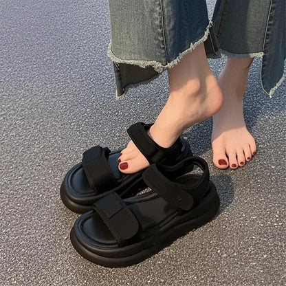 Thick soled Roman sandals for women, new summer sports soft soled work versatile, non tiring, non slip beach shoes
