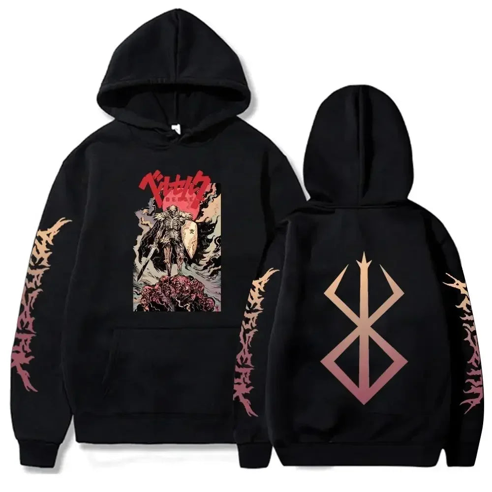 Hoodies Men Women Graphic Print Long Sleeve Streetwear Japanese Style Manga Sweatshirts Fleece Loose Soft Clothing