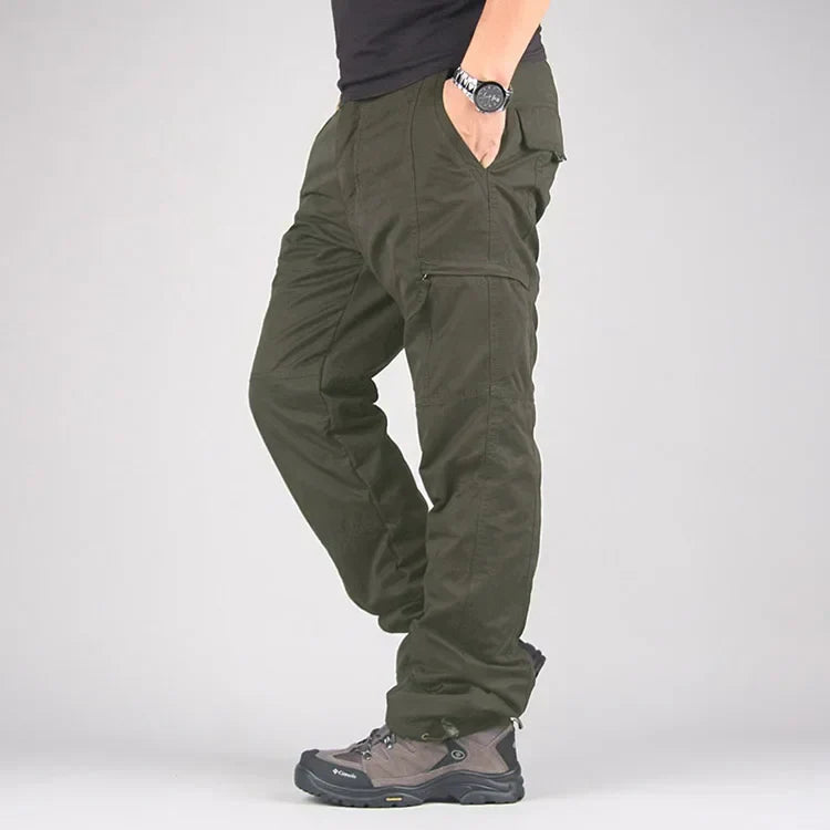Men's Fleece Cargo Pants Winter Plush Tactical Pants Casual Joggers 3XL Korean Loose Hiking Running Warm Thermal Trousers