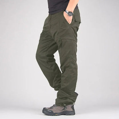 Men's Fleece Cargo Pants Winter Plush Tactical Pants Casual Joggers 3XL Korean Loose Hiking Running Warm Thermal Trousers
