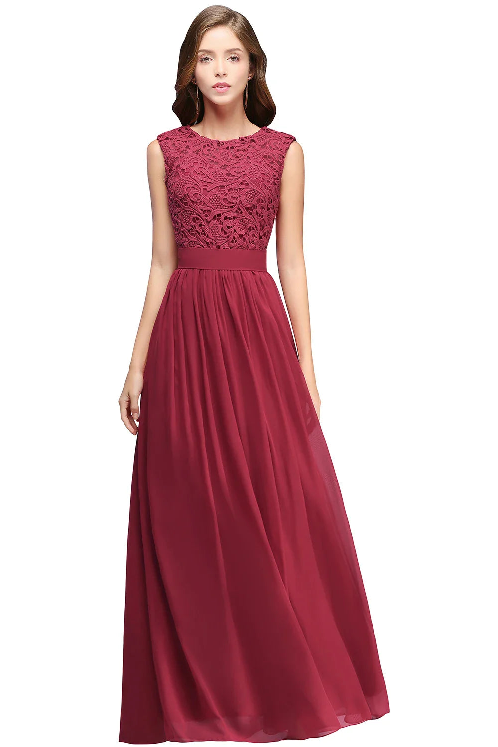Floor Length Lace Chiffon Prom Gowns For Party Sweetheart Neckline Long A Line Bridesmaid Dress Pink Maid Of Honor Dress